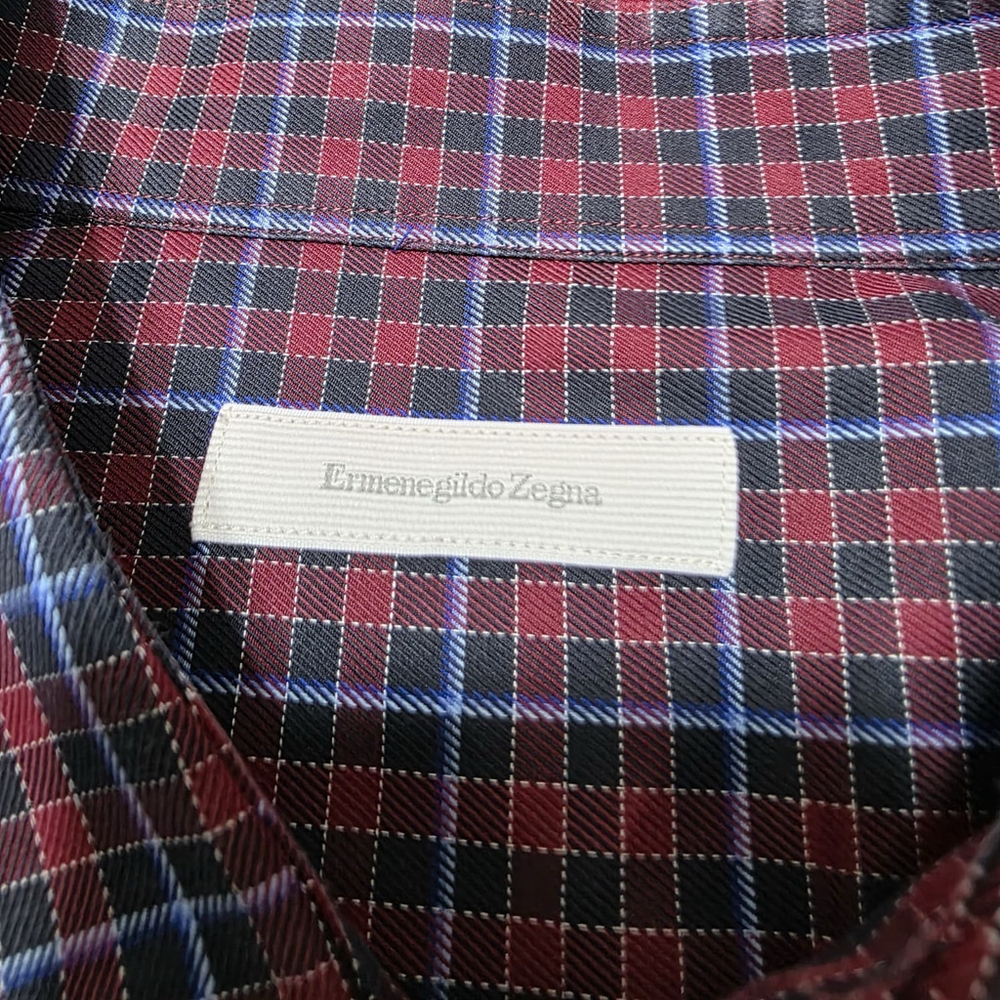 Ermenegildo Zegna Casual Button Down Shirt Red Plaid Made In Italy Mens Size XXL - Picture 4 of 10